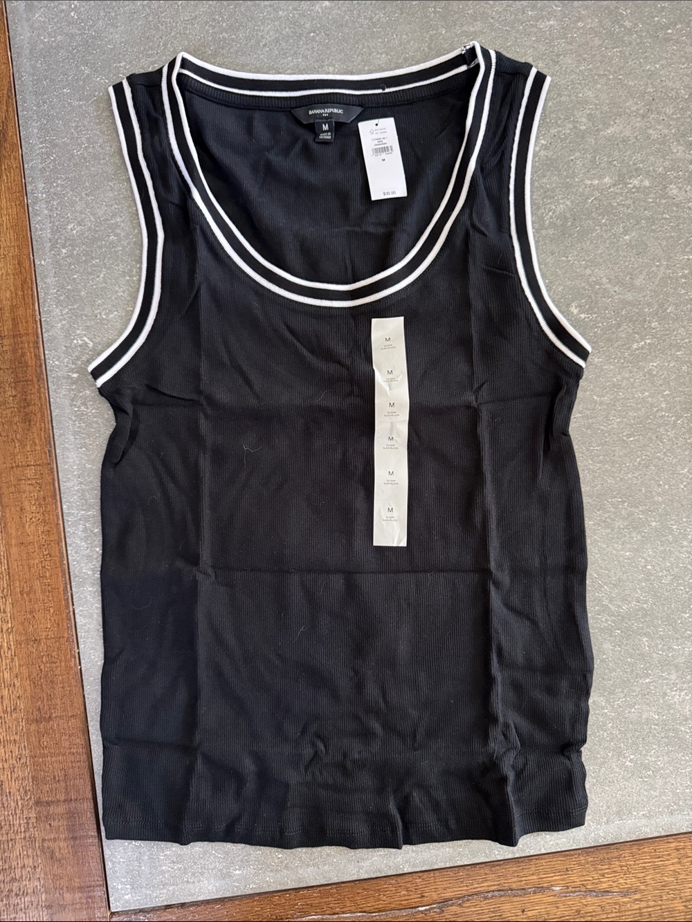 Banana Republic Black Tank with White Stripe Trim